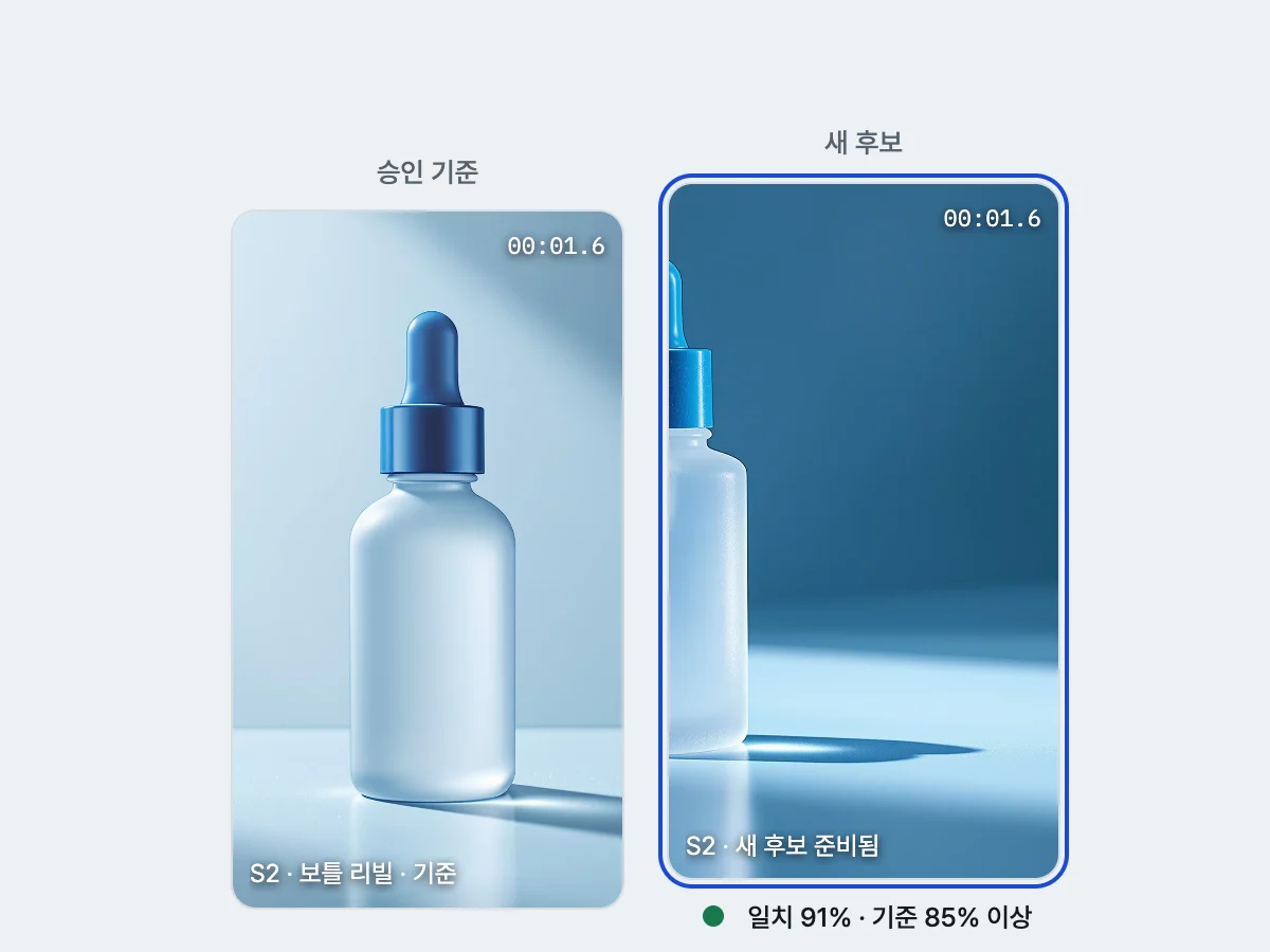프로스트 보틀의 승인 기준과 새 후보를 비교하는 SimG 검토 화면